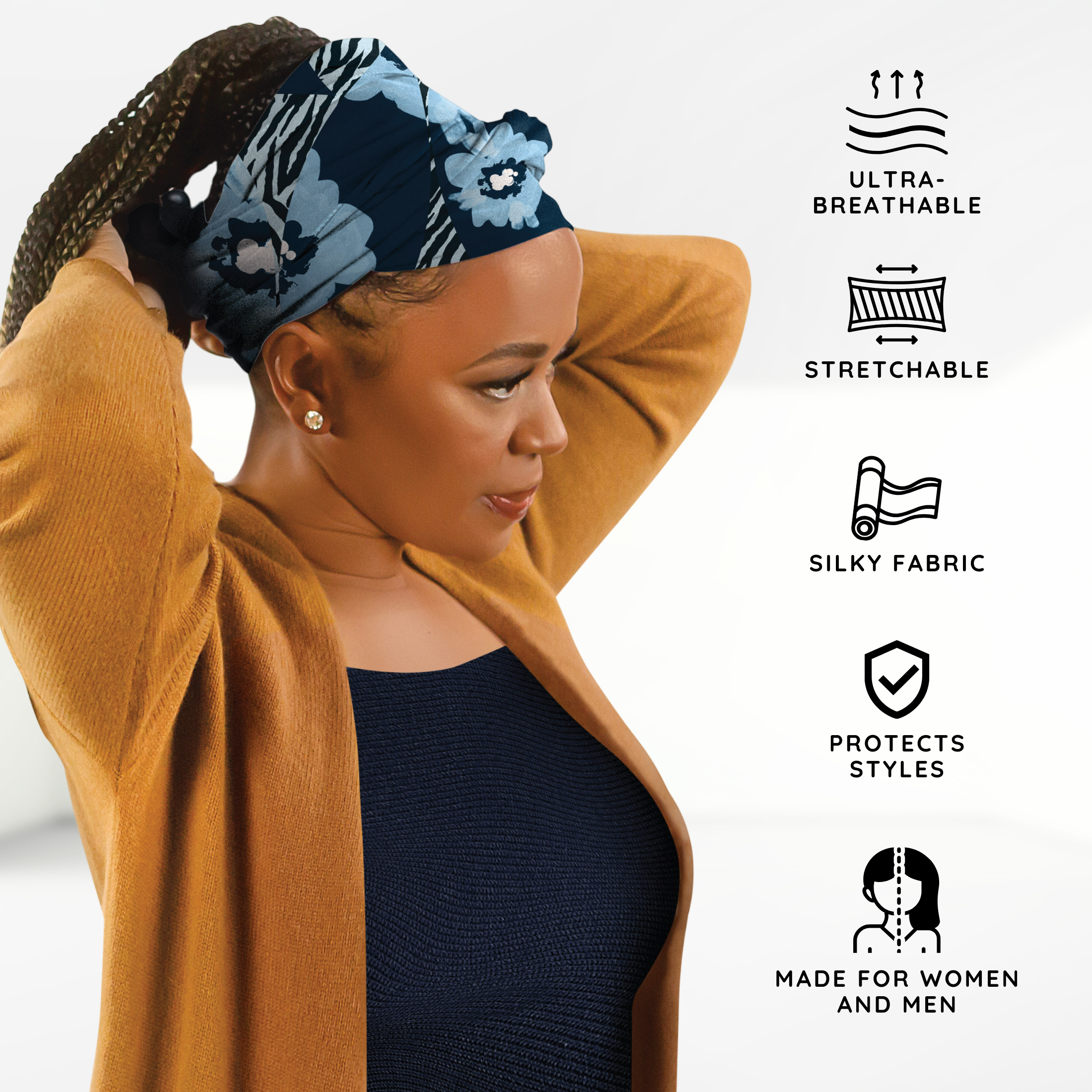 Broadus Collection Headwrap Scarf by Shante & Snoop Dogg, Floral Zebra