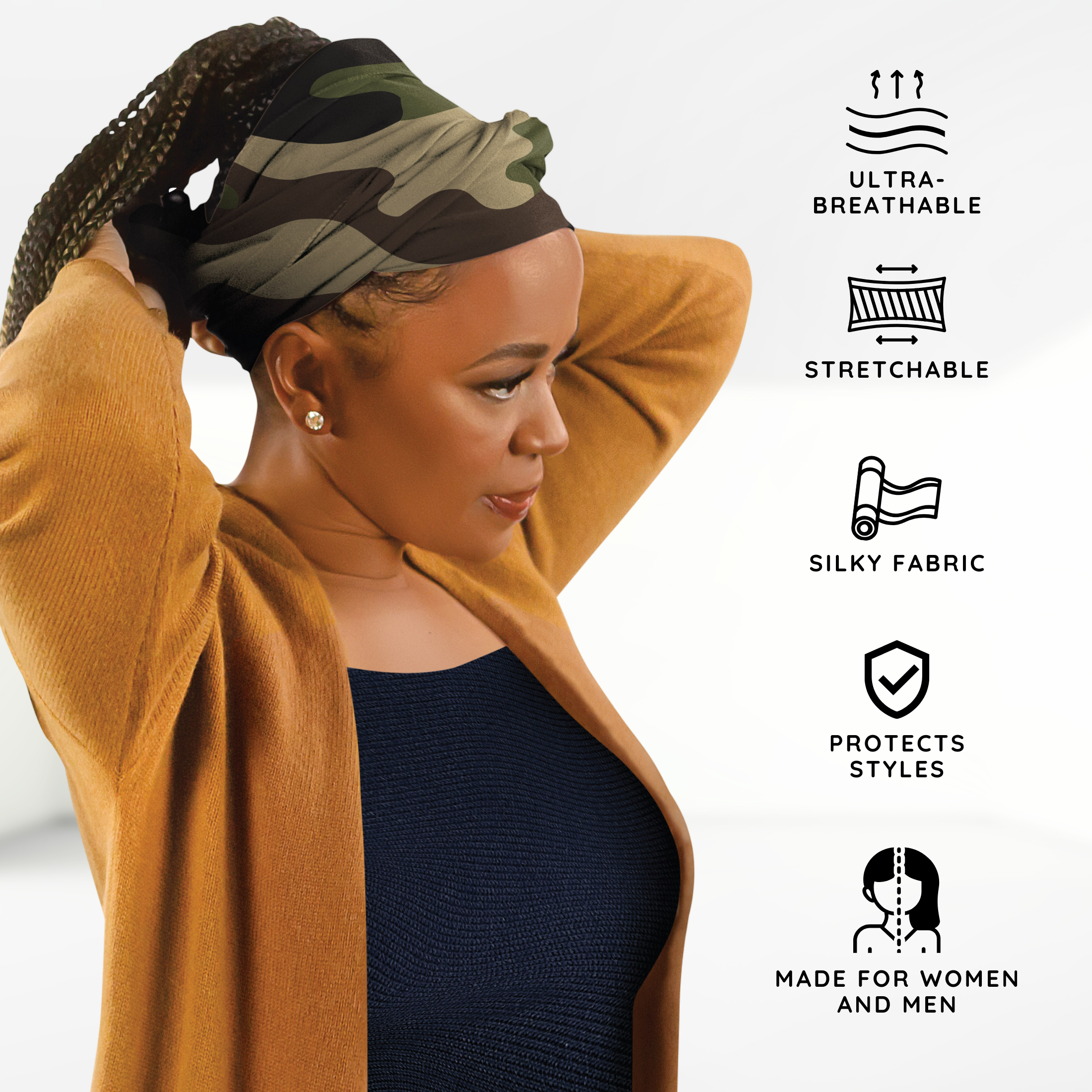 Broadus Collection Headwrap Scarf by Shante & Snoop Dogg, Camo
