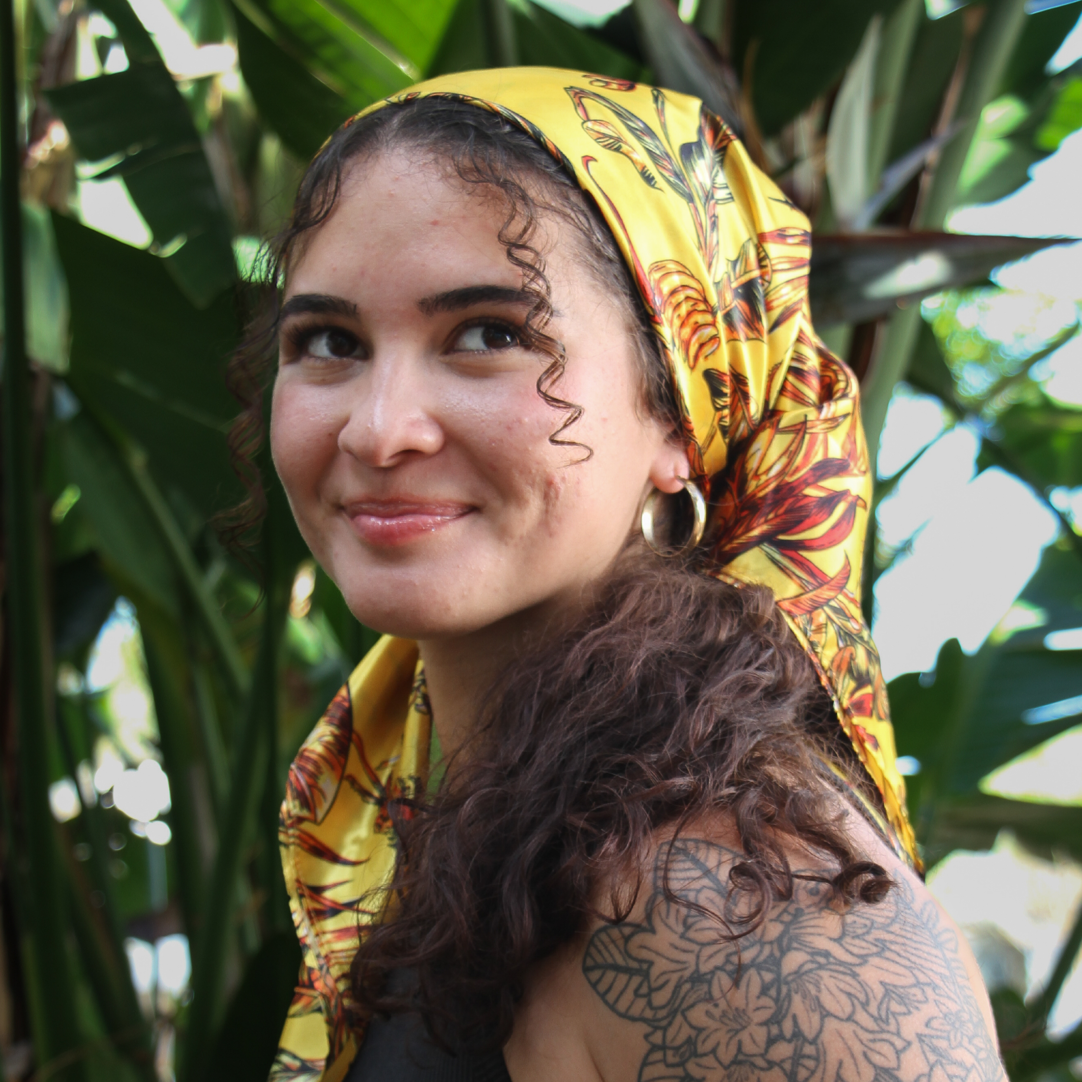 Broadus Collection Headwrap Scarf by Shante & Snoop Dogg, Golden Tropics