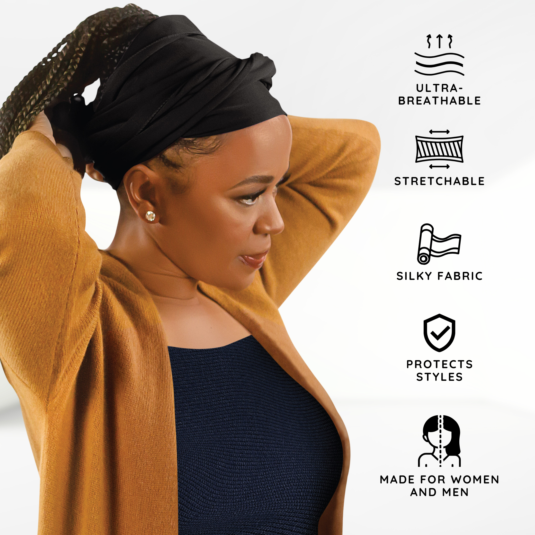 Broadus Collection Headwrap Scarf by Shante & Snoop Dogg, Black