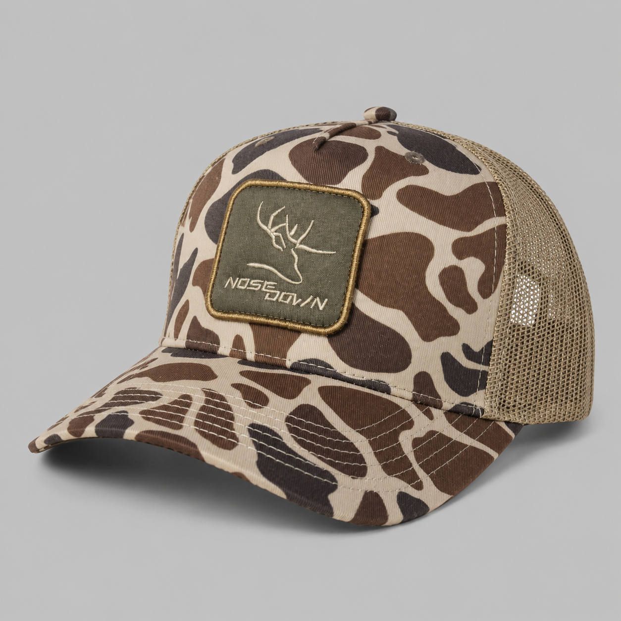 Tan Woven Duck Camo Trucker XL Size