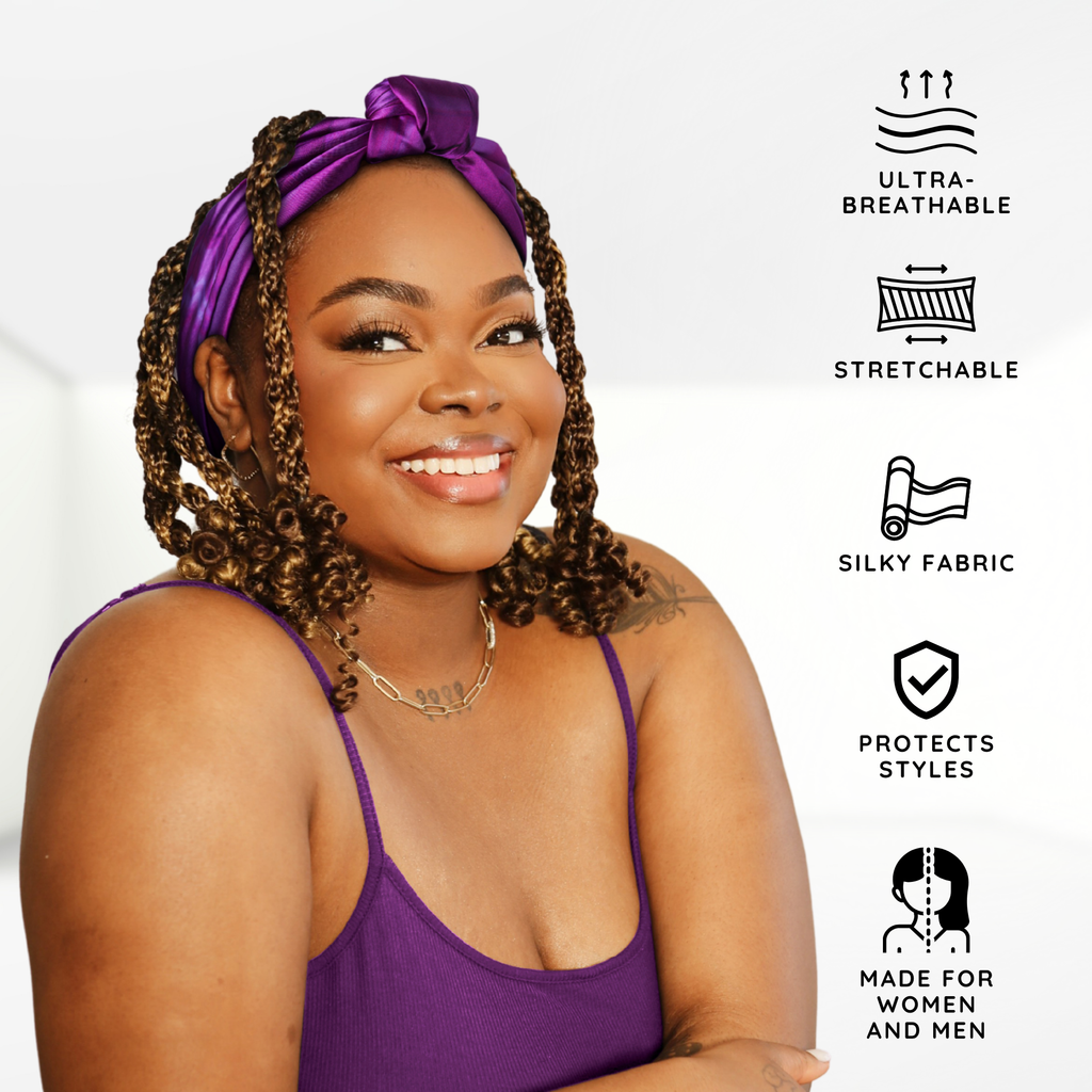 Broadus Collection Headwrap Scarf by Shante & Snoop Dogg, Purple Butterfly