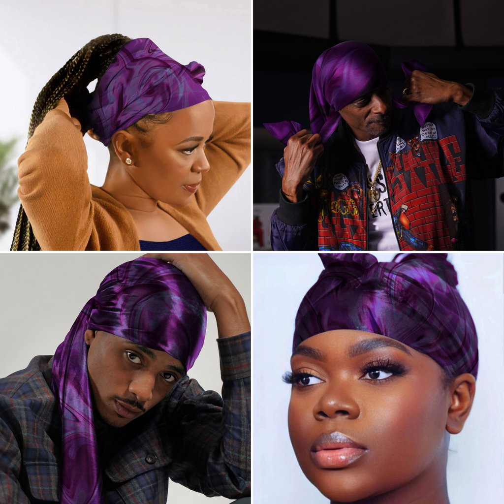 Broadus Collection Headwrap Scarf by Shante & Snoop Dogg, Purple Butterfly